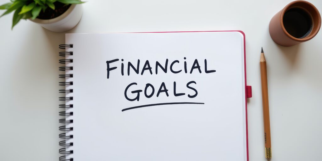 Financial Goals written in a notebook
